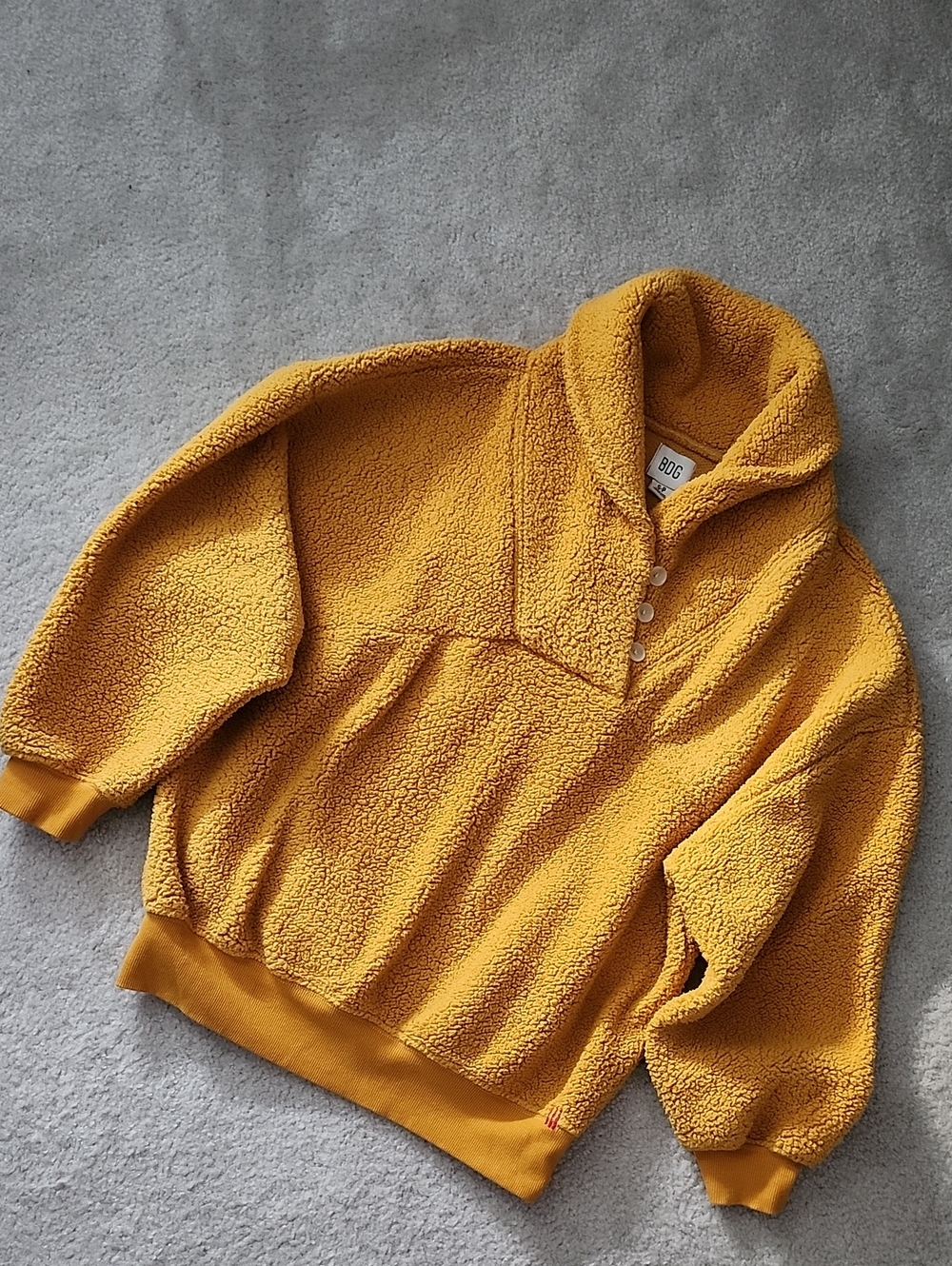 BDG Yellow Sherpa Button-Neck Pullover